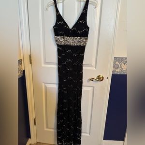 Prom dress black maxi sequins and lace size S